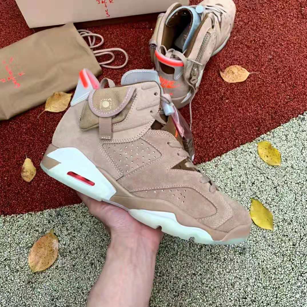 2021 TS Air Jordan 6 Jacket Rose Gold White Shoes